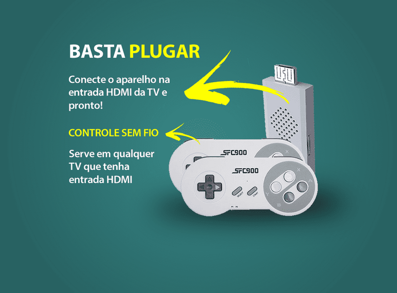 Video Game Retrô com 02 Controles Sem Fio