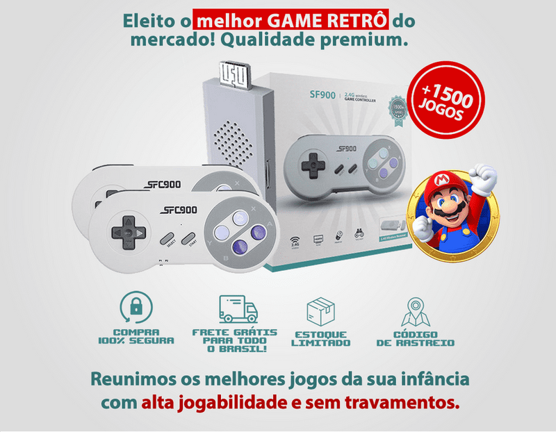 Video Game Retrô com 02 Controles Sem Fio