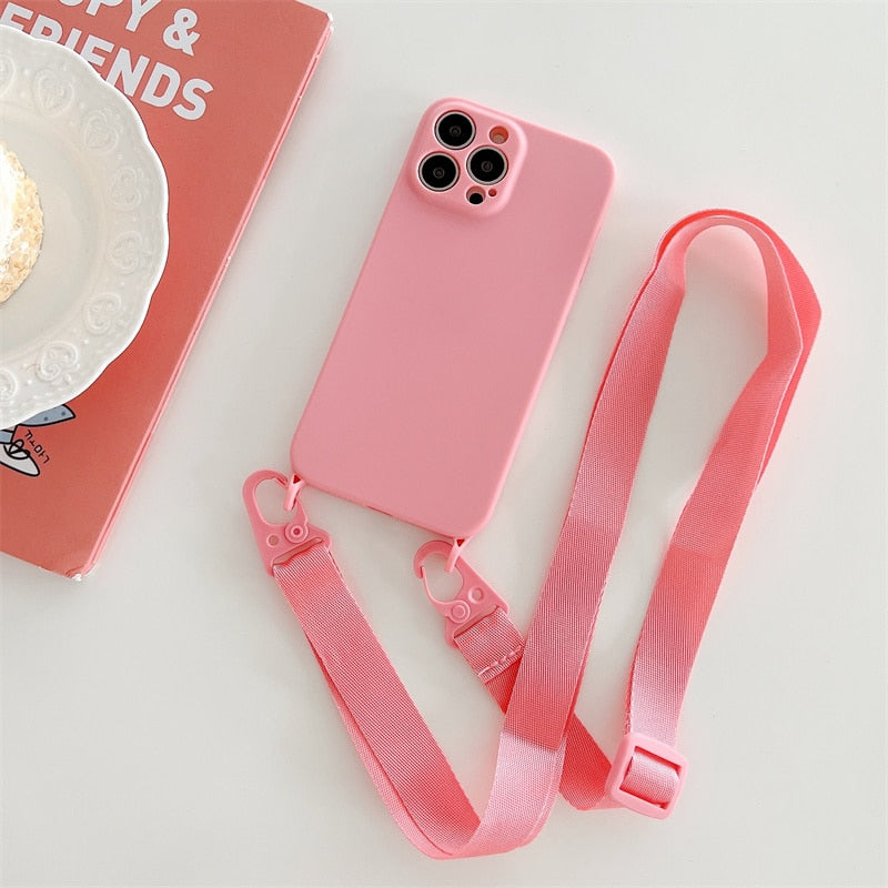 Capa Silicone para Iphone com Cordão Tiracolo