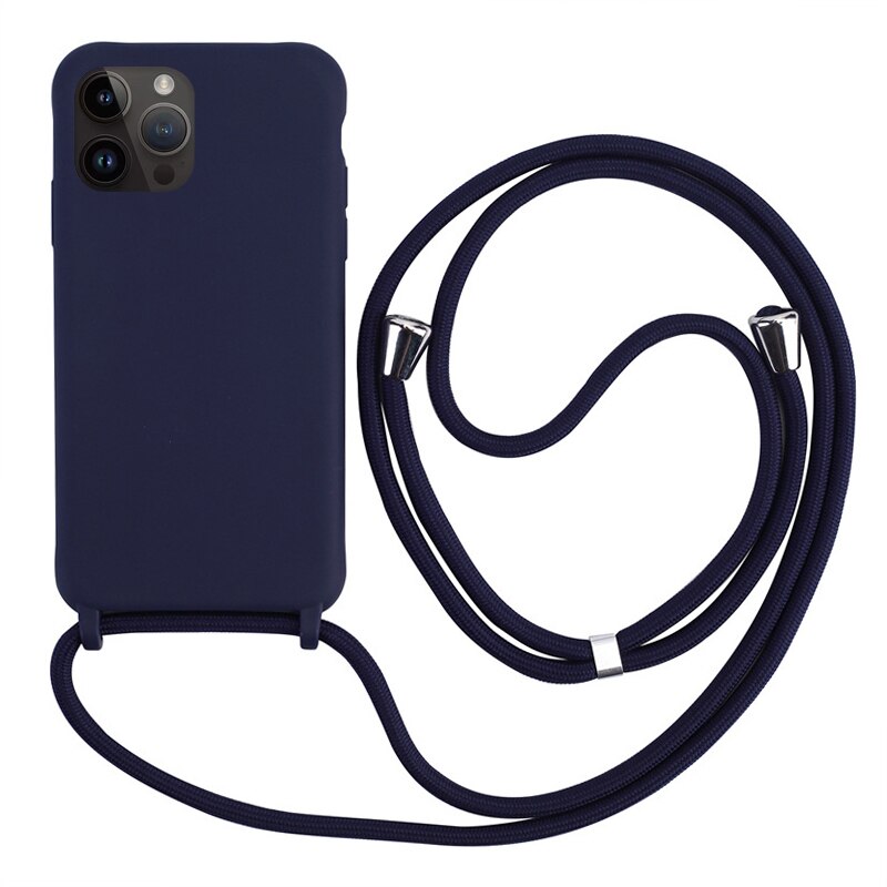 Capa de silicone para iPhone 13 com alça transversal ajustável no pescoço à  prova de choque capa protetora para iPhone 13 - Branca