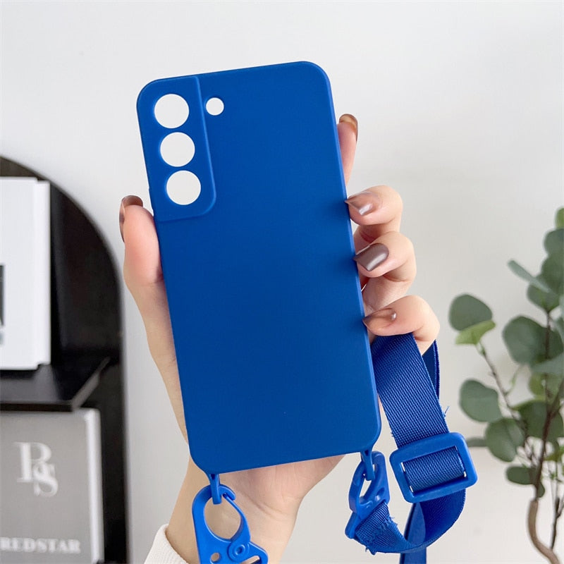 Capa Silicone para Samsung ( Linhas S e A ) com Cordão Tiracolo