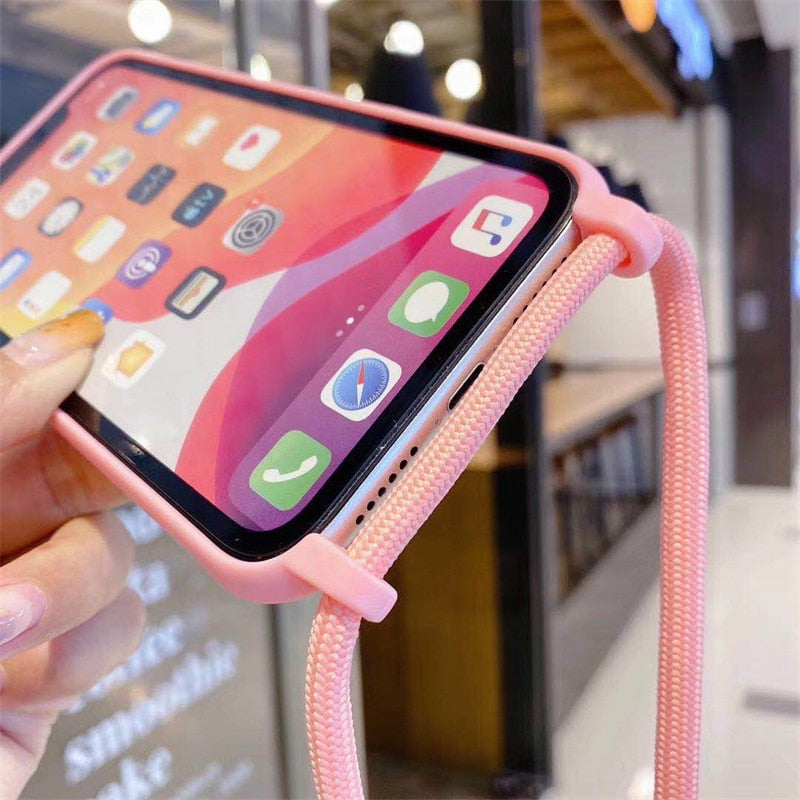 Capa Silicone Soft para Iphone com Alça Ajustável