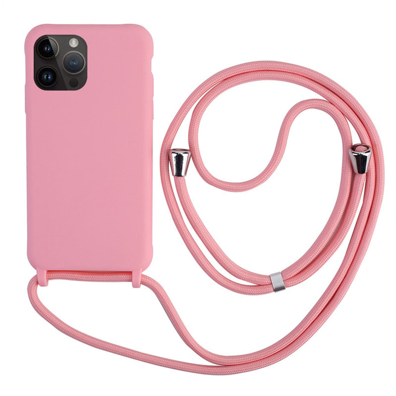 Capa Silicone Soft para Iphone com Alça Ajustável