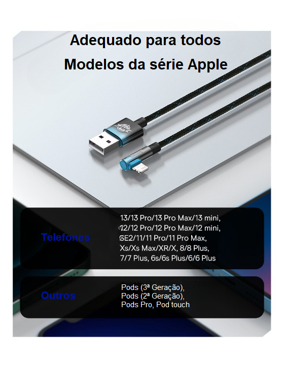 Cabo USB Baseus com cotovelo para Iphone