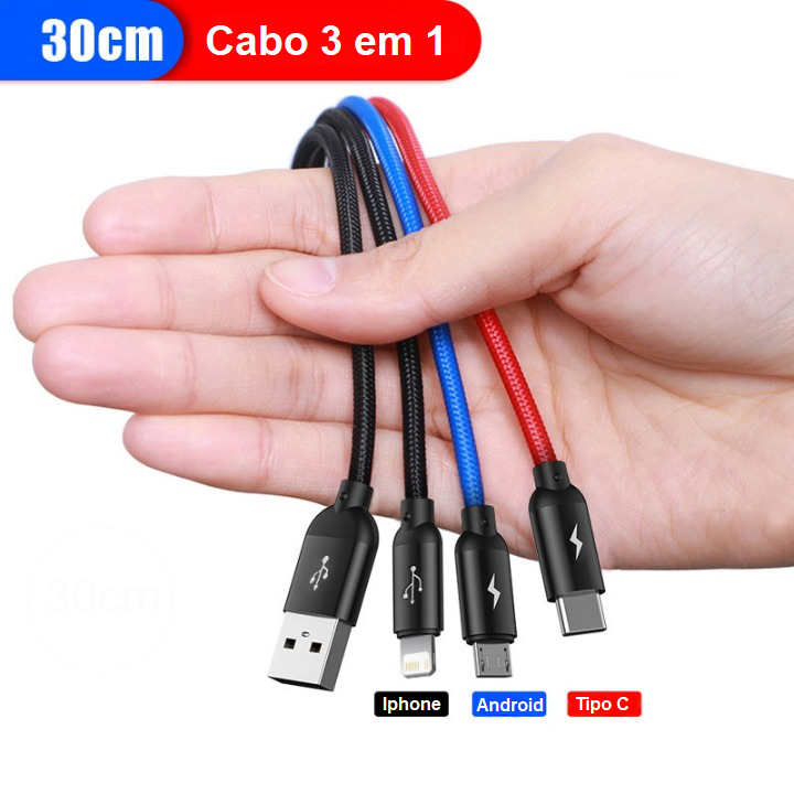 Cabo USB Baseus 3 em 1