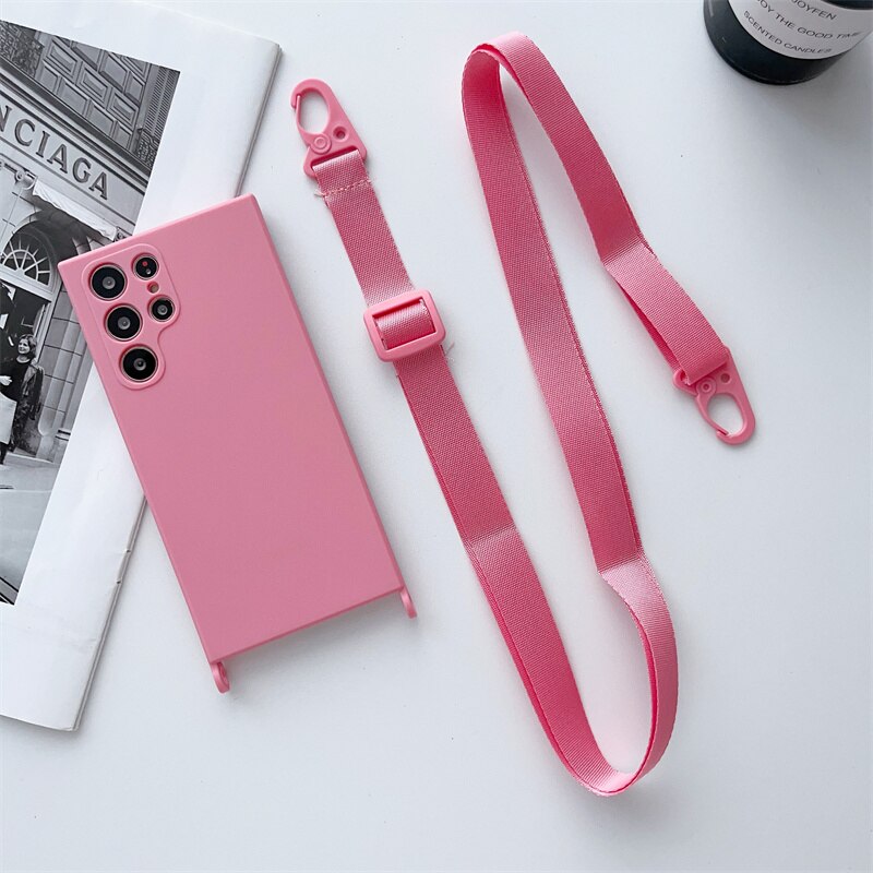 Capa Silicone para Samsung ( Linhas S e A ) com Cordão Tiracolo