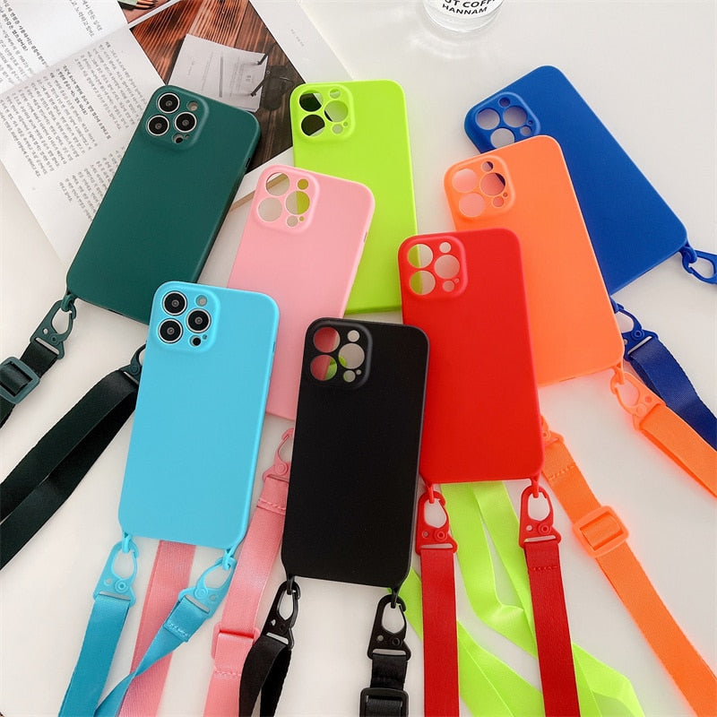 Capa Silicone para Iphone com Cordão Tiracolo